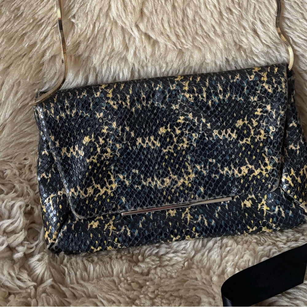 Lanvin designer Blue and yellow leather Crossbody Bag
